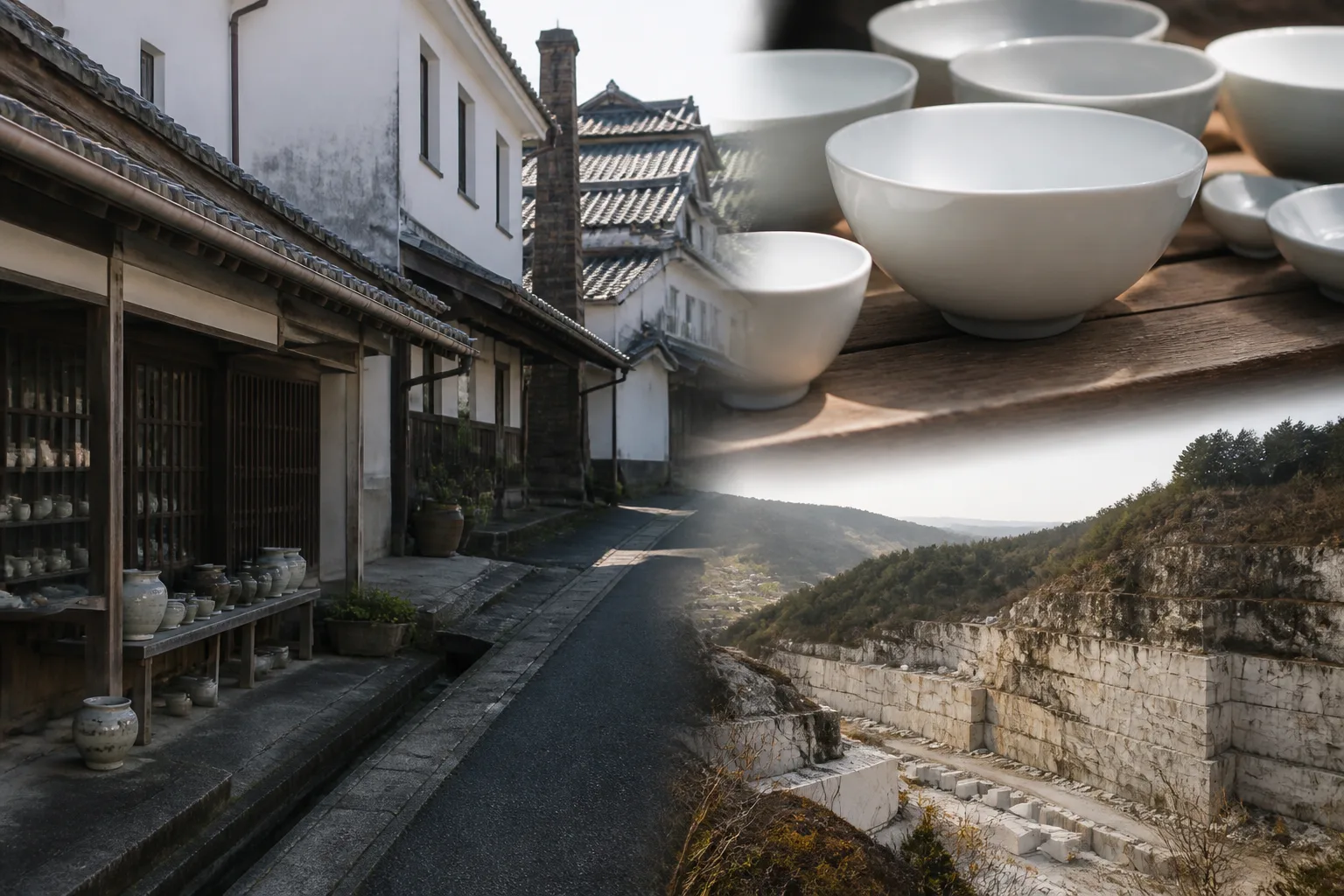 有田内山地区|日用の器が町の時間として並ぶを描いた編集画像